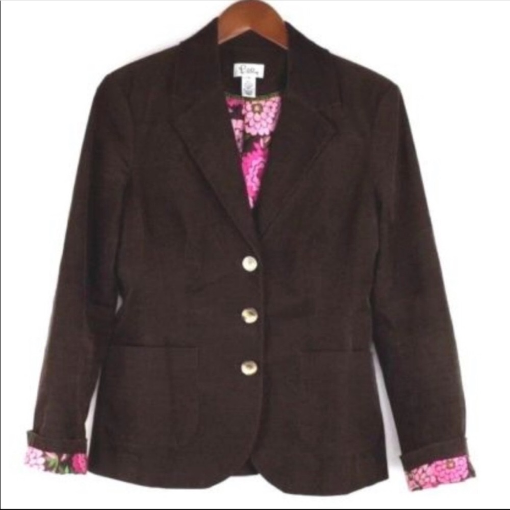 Lilly Pulitzer brown corduroy blazer, size 6.